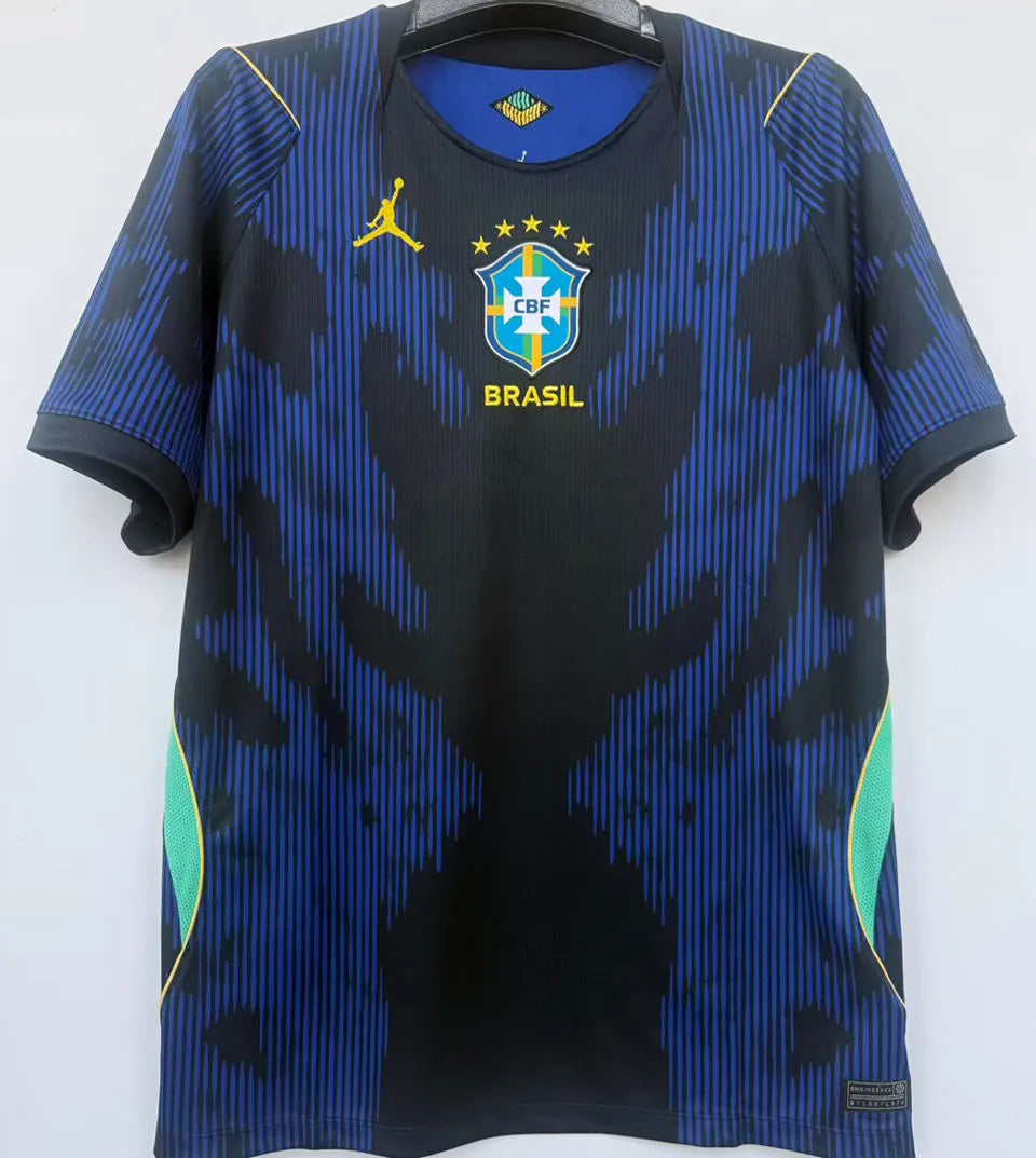 2026/27 Brazil 1:1 Quality Away Blue Fans Soccer Jersey (Have Right Patch 有右臂章 白底金字） Back