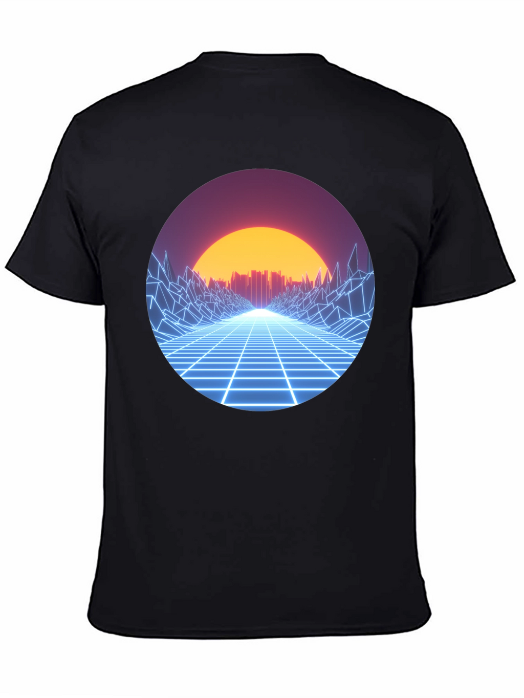 Retro Wave Grid Graphic Tee - Black