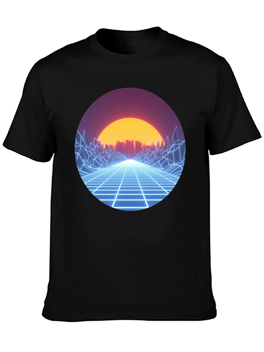 Retro Wave Grid Graphic Tee - Black