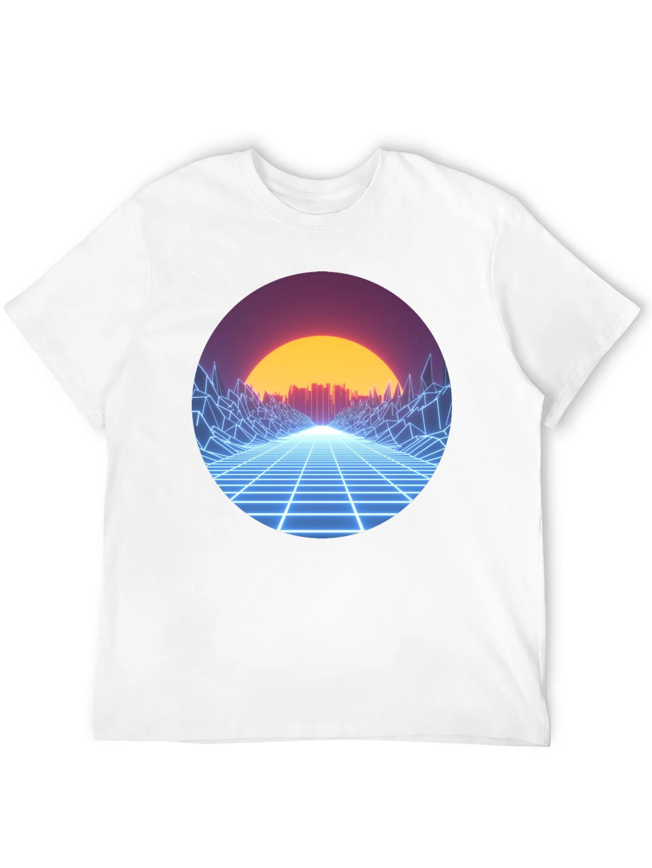 Retro Wave Grid Graphic Tee - Black