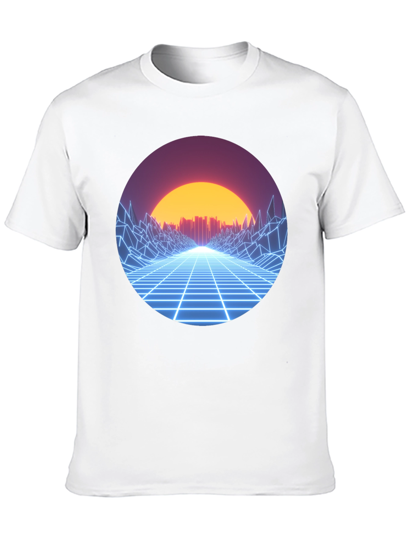 Retro Wave Grid Graphic Tee - Black