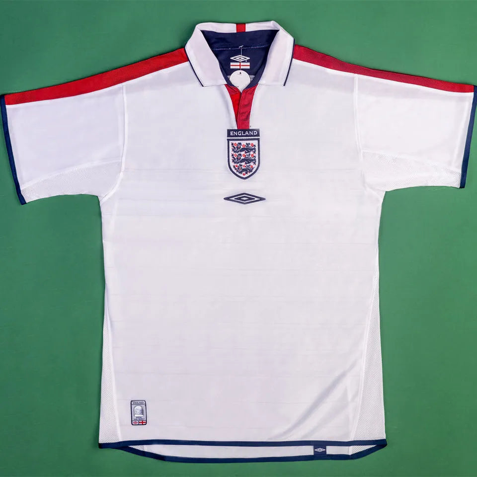 2004 England Home White Retro Soccer Jersey Back