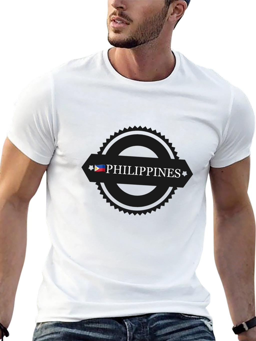 Philippines Flag T-Shirt - Black Cotton Tee