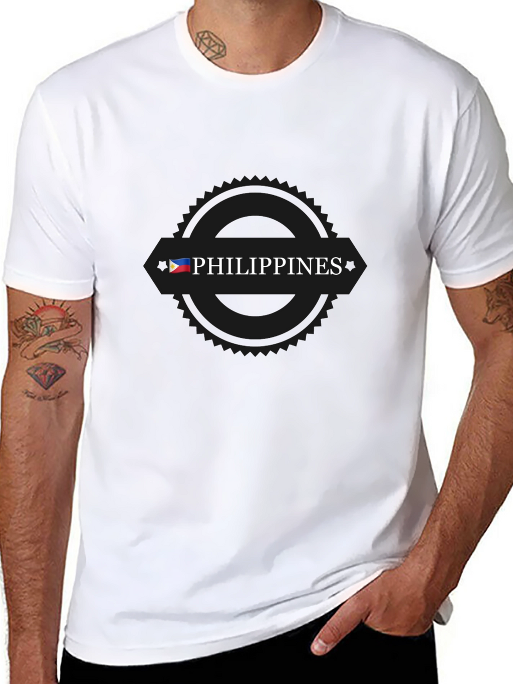 Philippines Flag T-Shirt - Black Cotton Tee