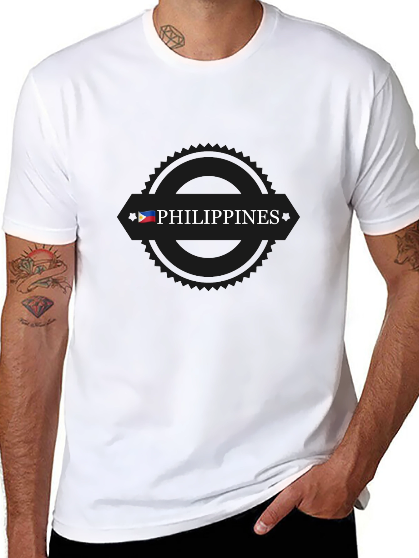 Philippines Flag T-Shirt - Black Cotton Tee