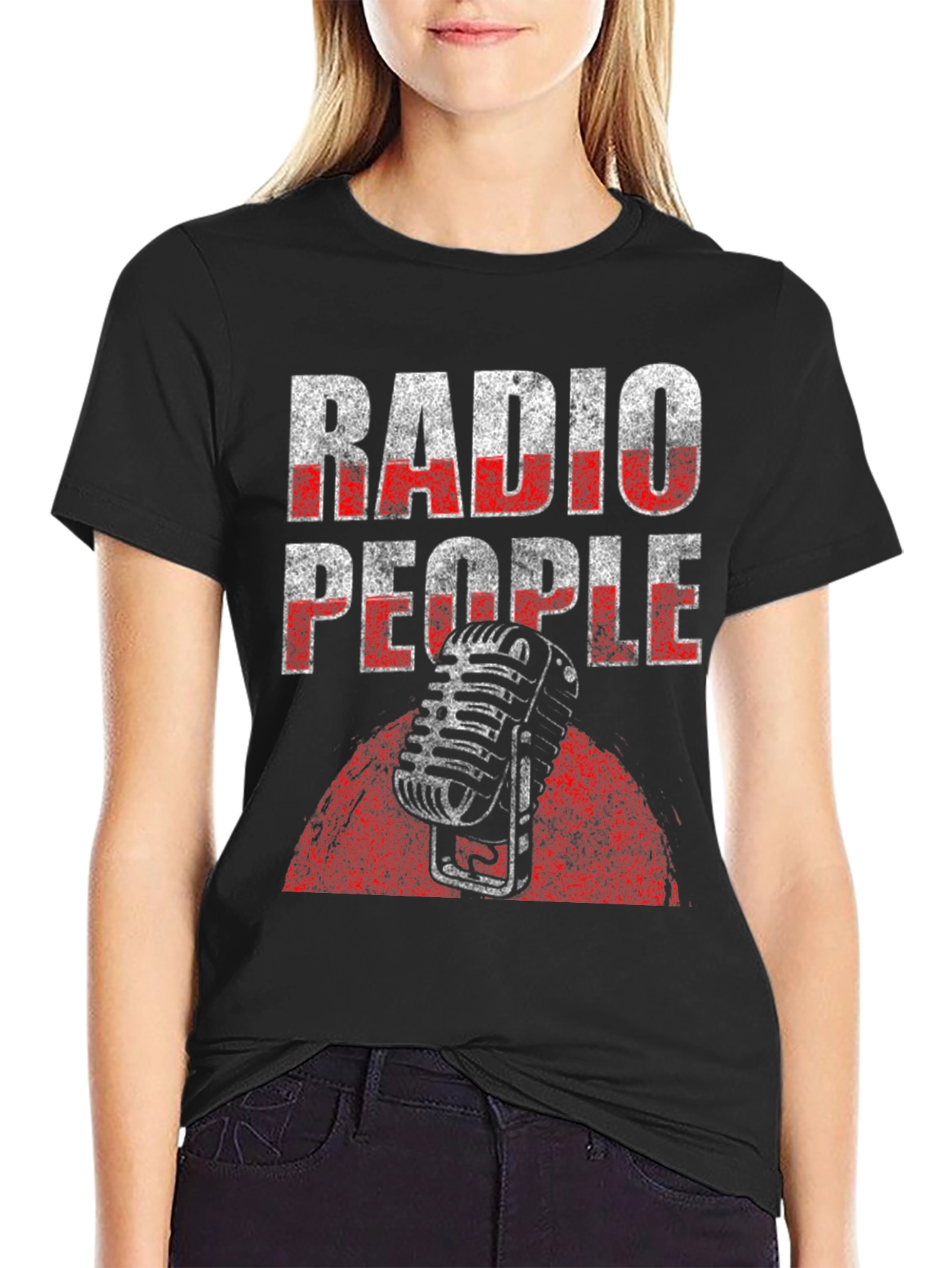 Radio People Graphic Tee - Vintage Microphone Design