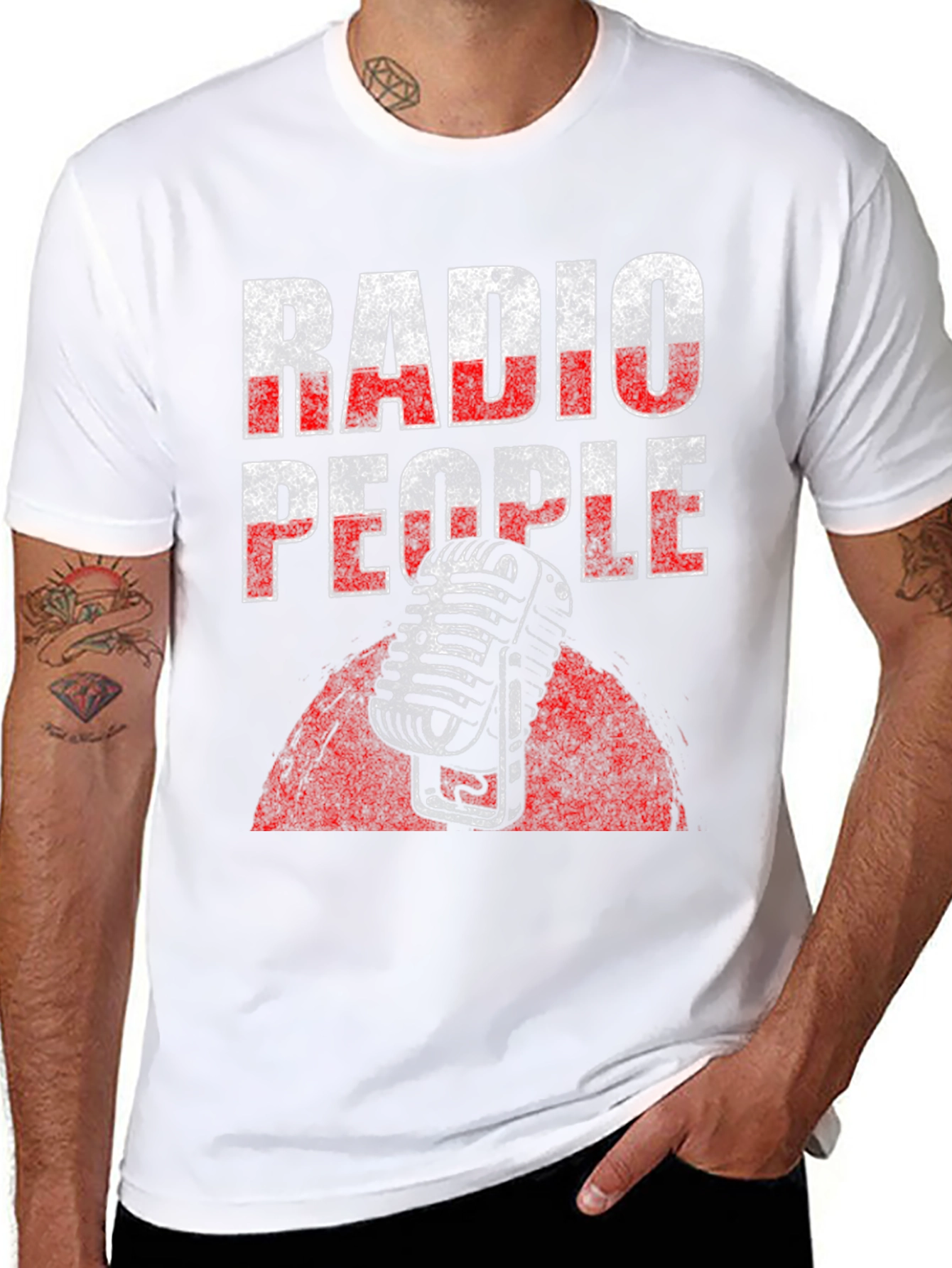 Radio People Graphic Tee - Vintage Microphone Design