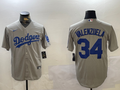 Men's Los Angeles Dodgers Fernando Valenzuela #34 Gray Game Jerseys