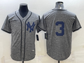 Men's New York Yankees Babe Ruth #3 Gray Replica Game Name Jerseys