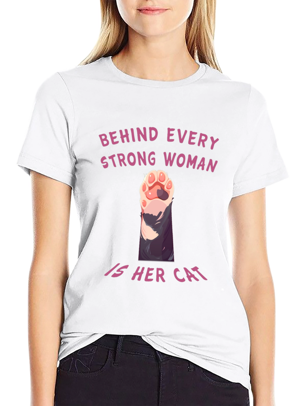 Strong Woman Cat Paw T-Shirt