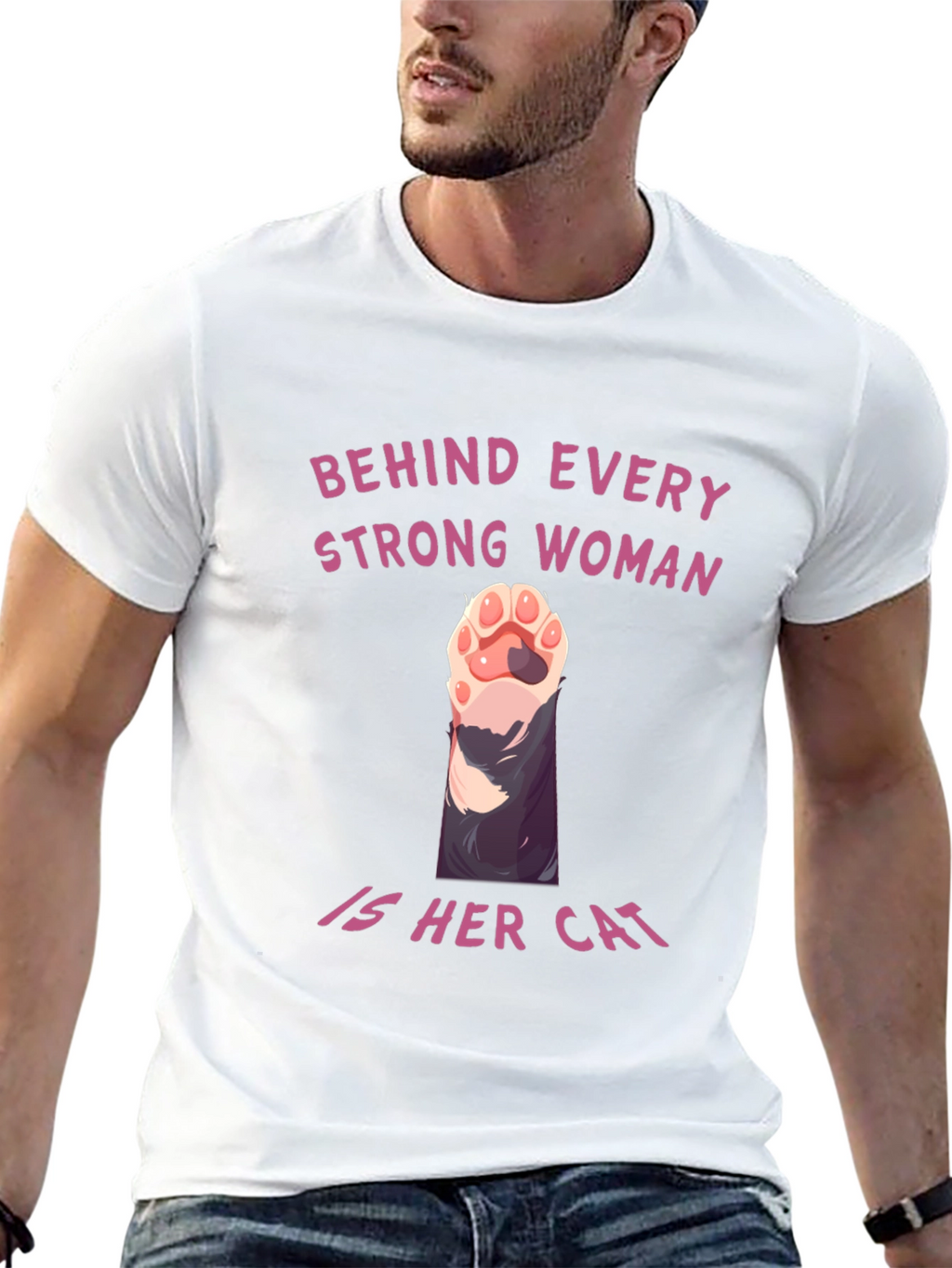 Strong Woman Cat Paw T-Shirt