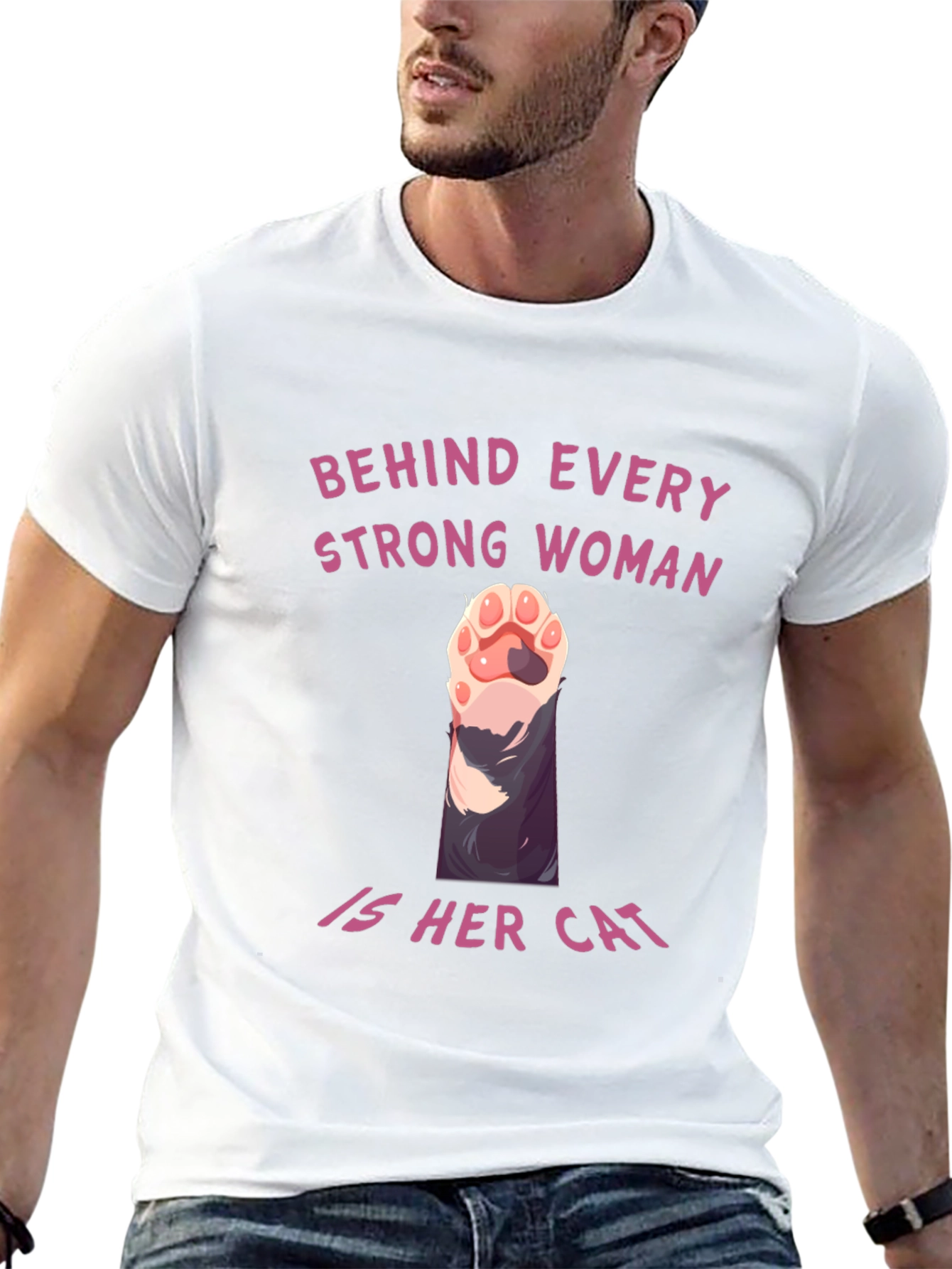 Strong Woman Cat Paw T-Shirt