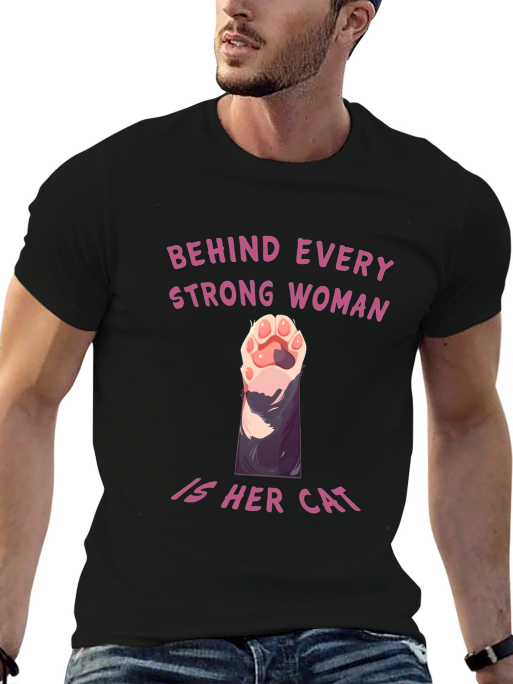 Strong Woman Cat Paw T-Shirt