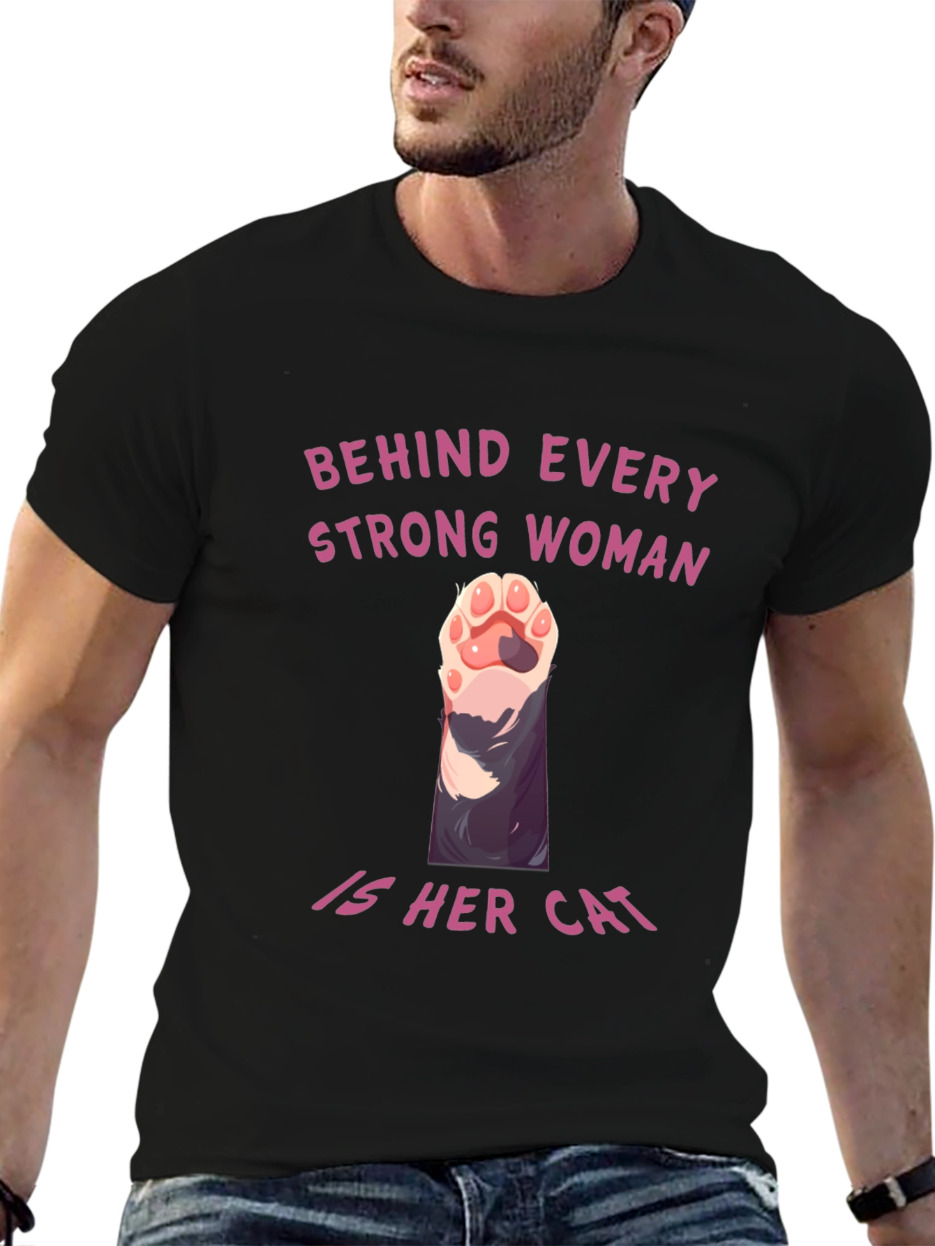 Strong Woman Cat Paw T-Shirt