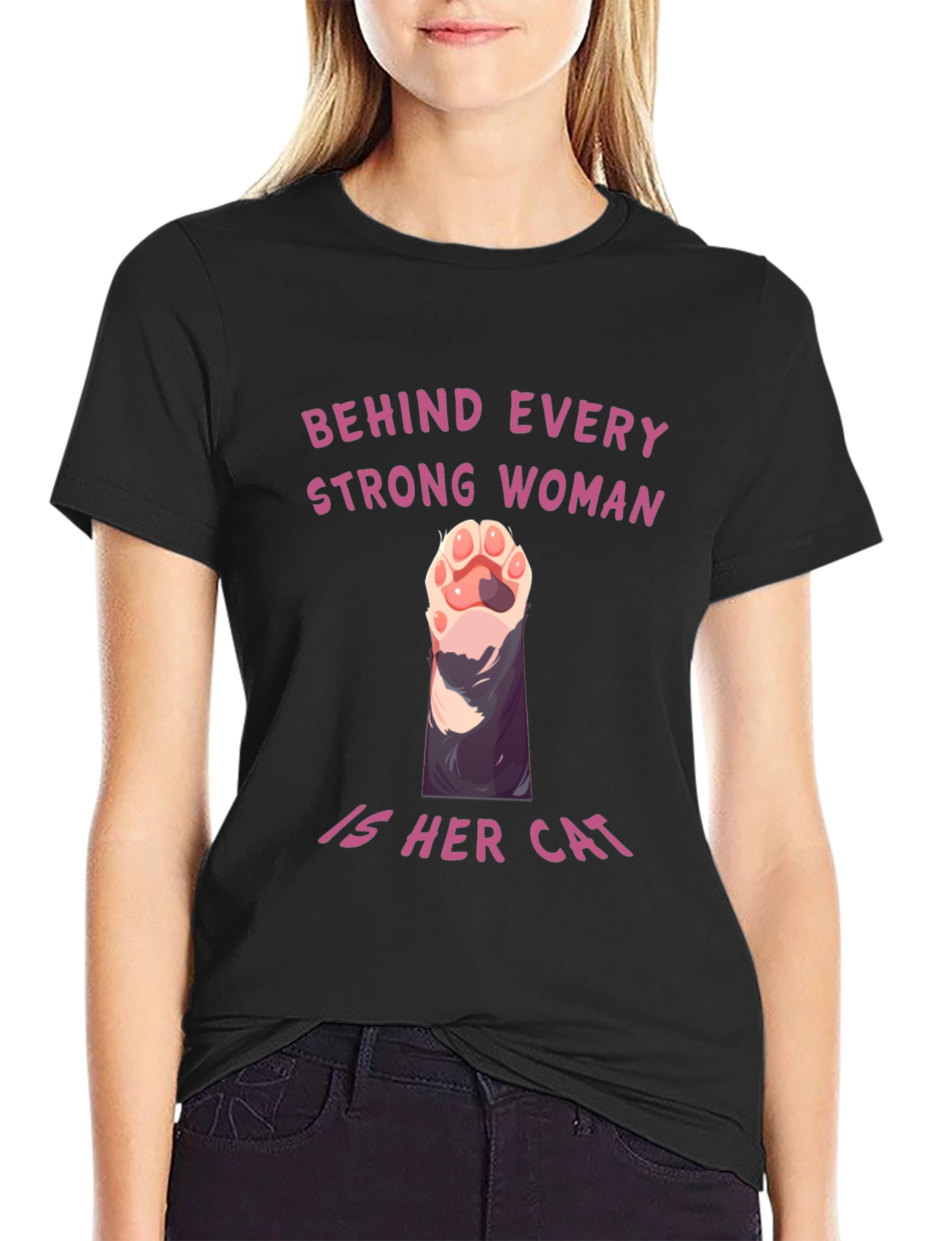Strong Woman Cat Paw T-Shirt