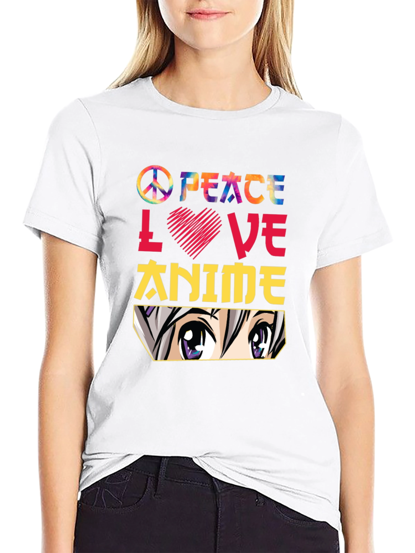 Peace Love Anime T-Shirt - Trendy Graphic Tee