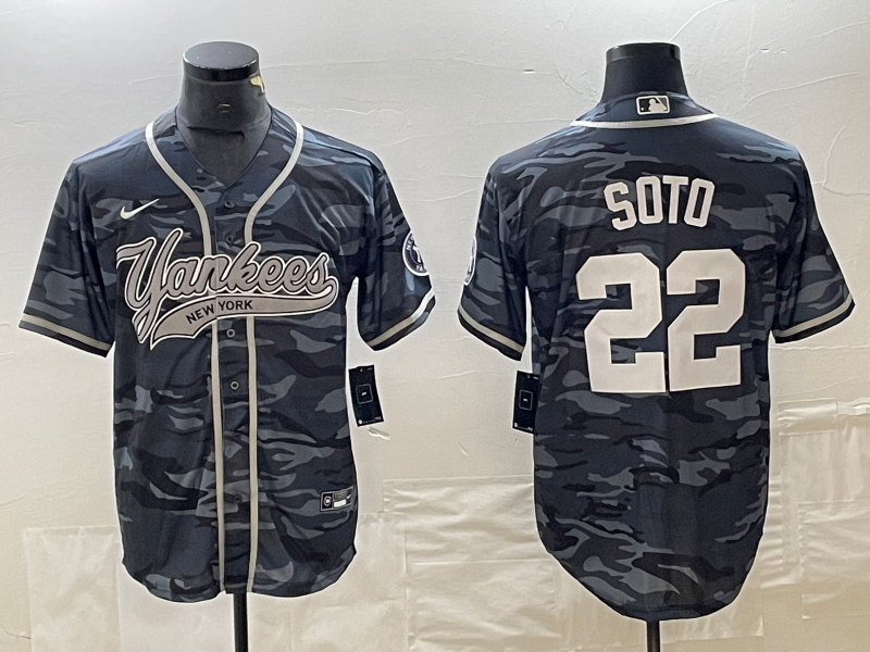 Men's New York Yankees Juan Soto #22 Grey Camouflage Player Jerseys Joint Edition