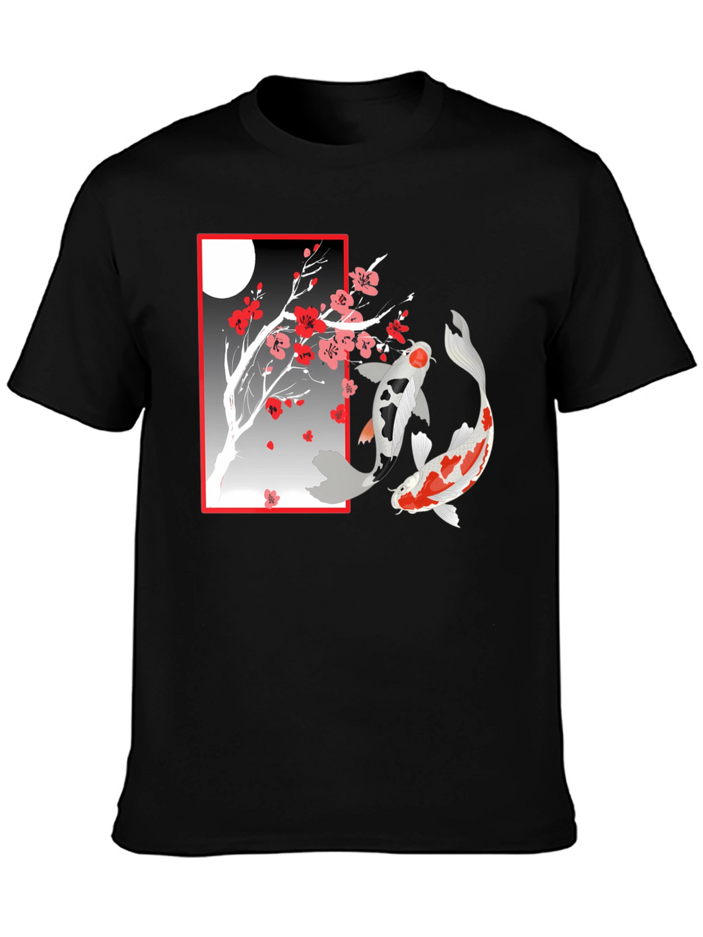 Koi Fish Cherry Blossom Graphic T-Shirt
