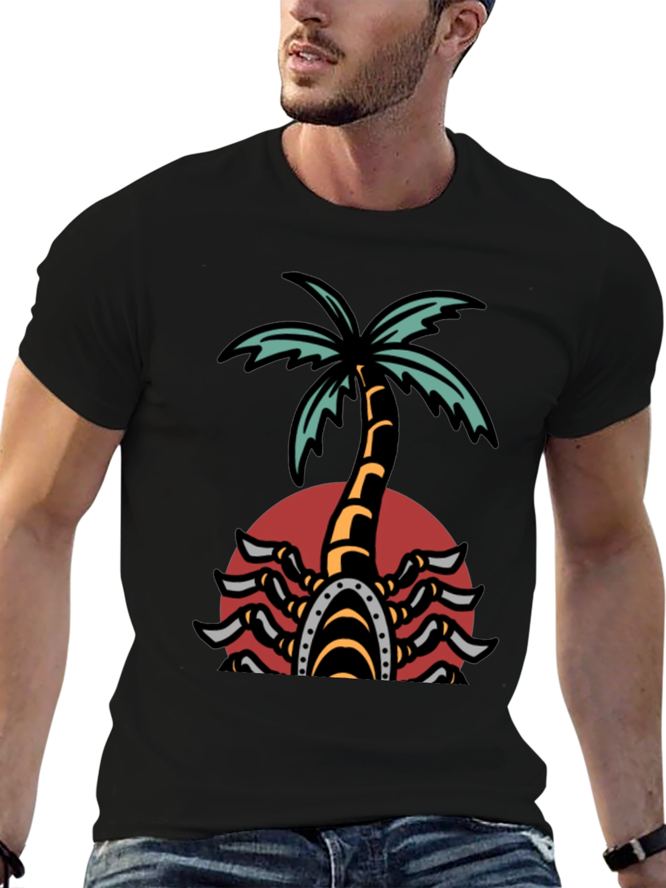 Palm Tree Scorpion Graphic T-Shirt
