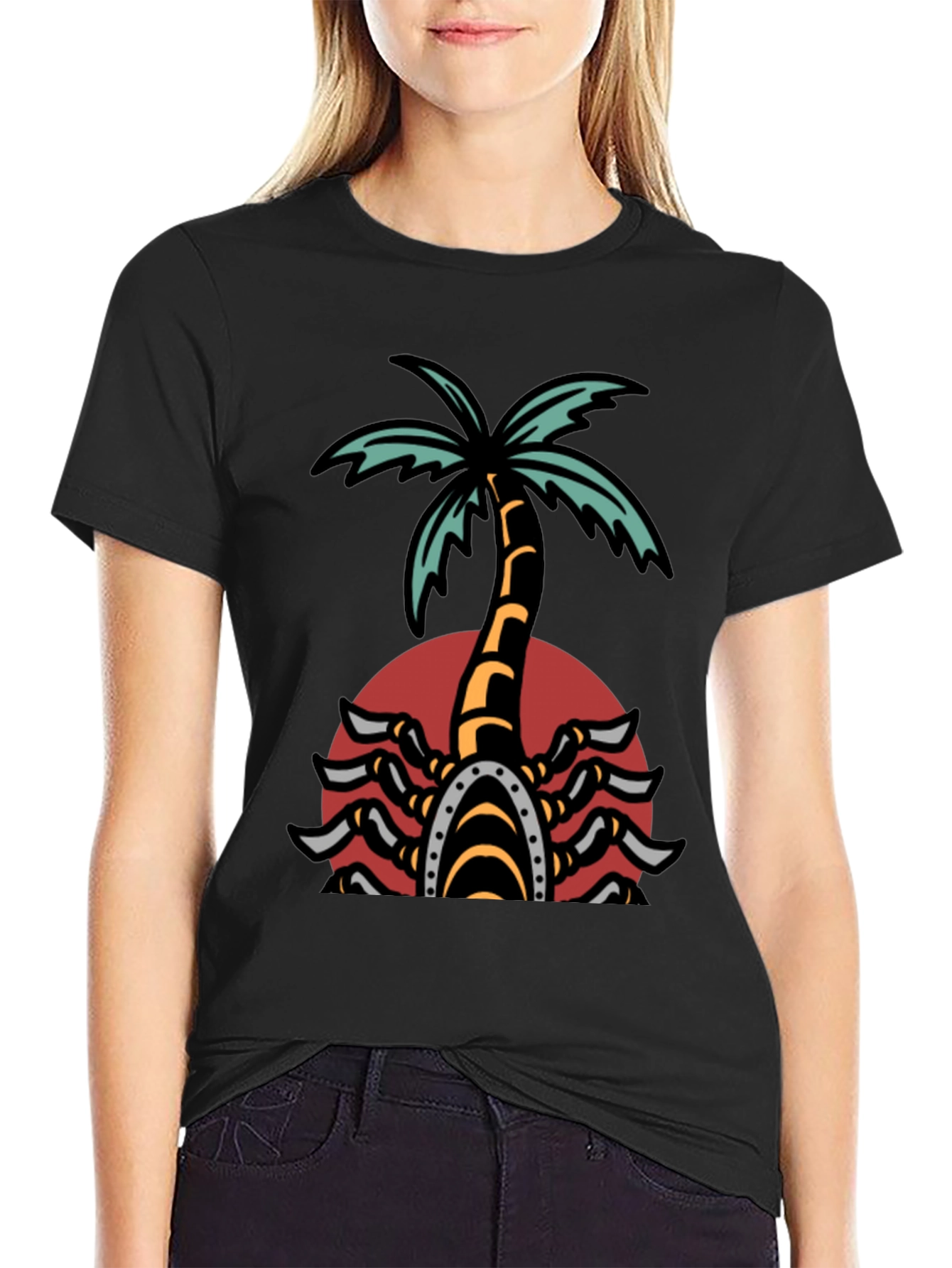 Palm Tree Scorpion Graphic T-Shirt