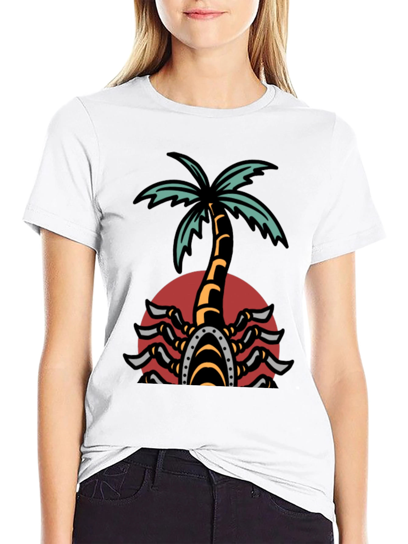 Palm Tree Scorpion Graphic T-Shirt