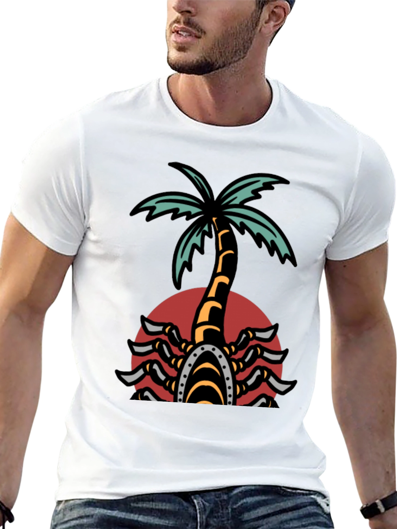Palm Tree Scorpion Graphic T-Shirt
