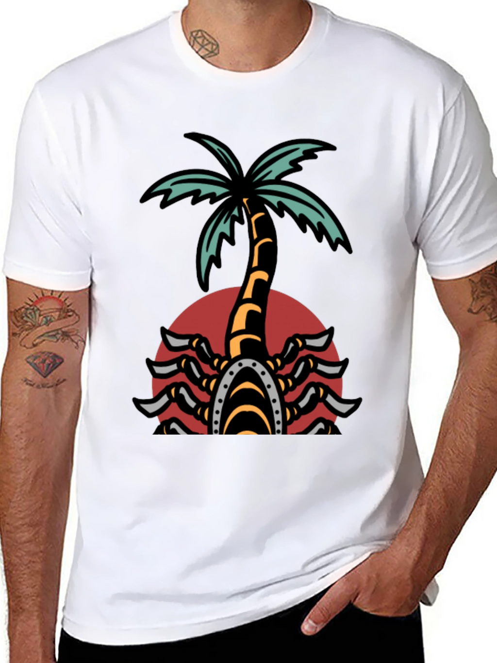Palm Tree Scorpion Graphic T-Shirt