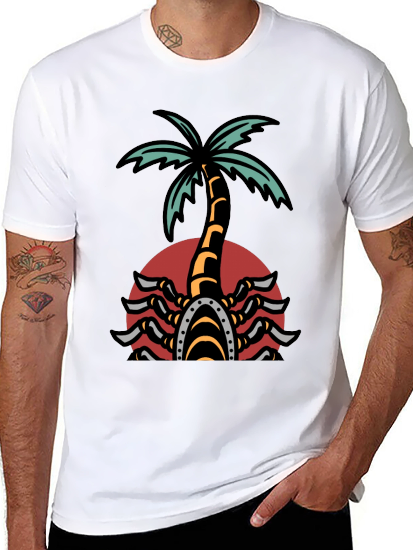 Palm Tree Scorpion Graphic T-Shirt