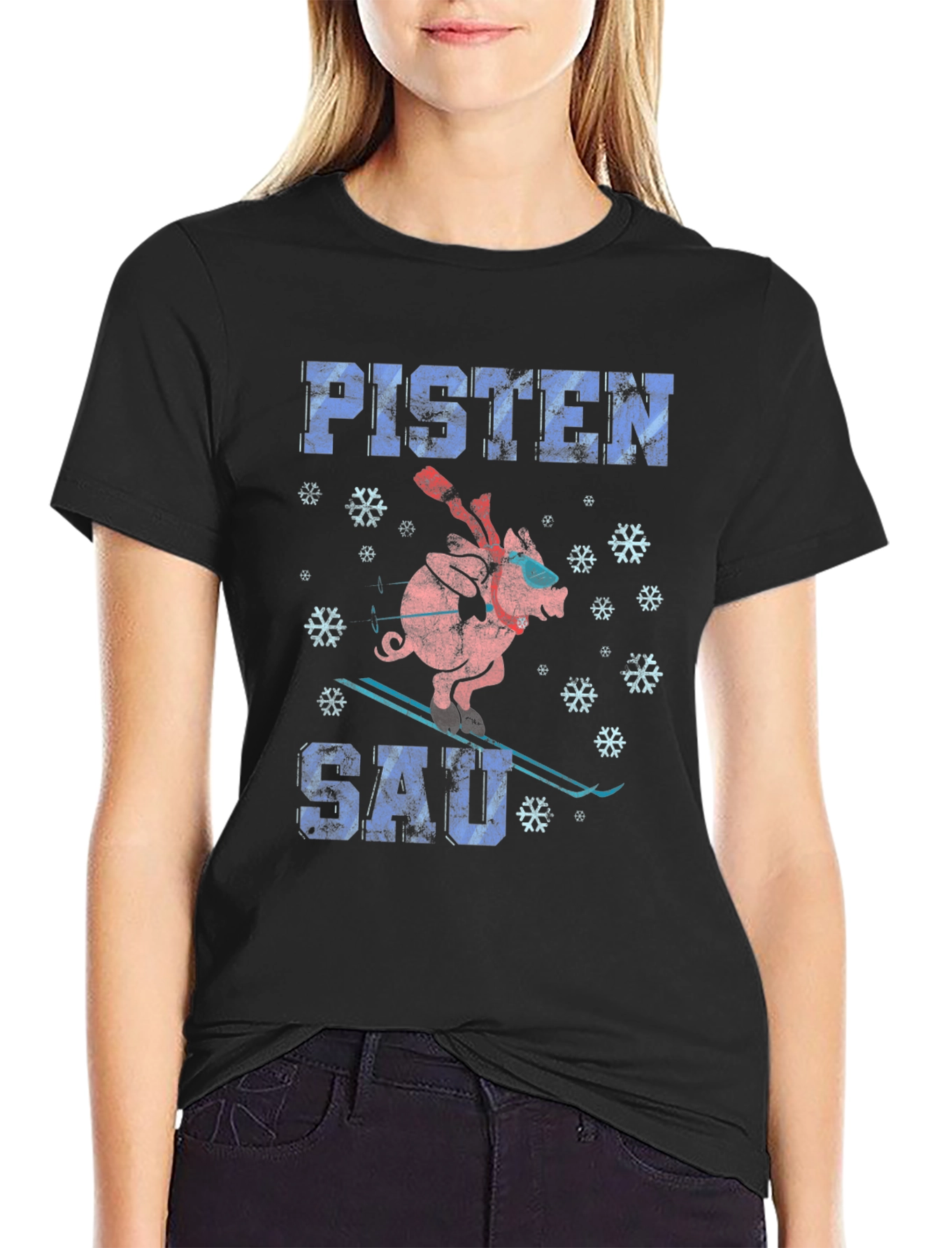 Pisten Sau Ski Pig T-Shirt - Fun Winter Tee