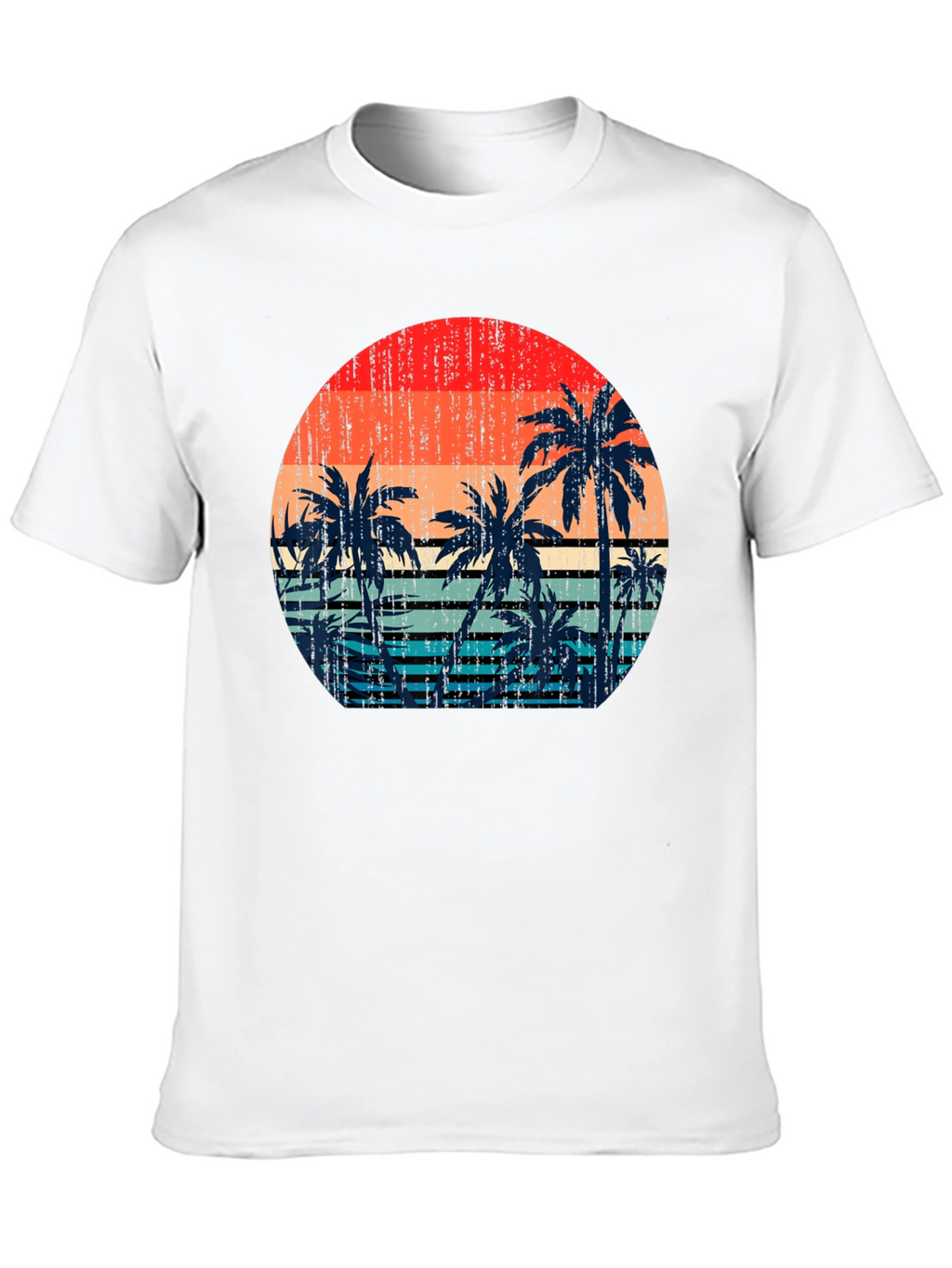 Retro Sunset Palm Tree Graphic T-Shirt