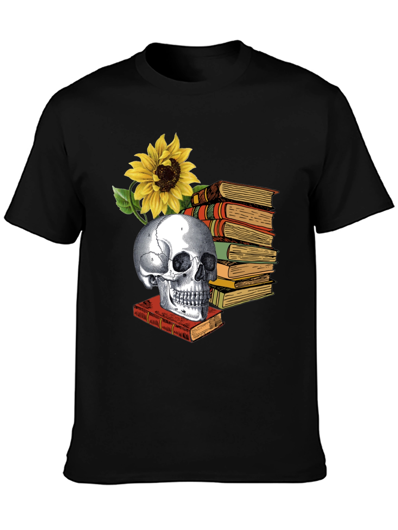 Skull & Books Graphic Tee - Read in Peace