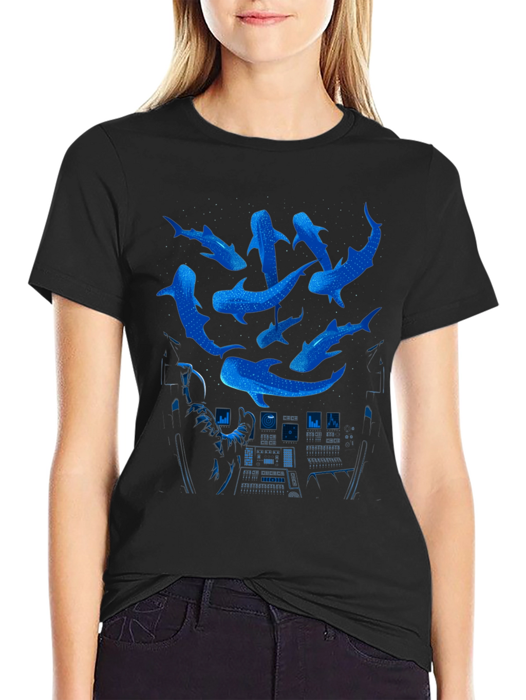 Astronaut Whale Shark T-Shirt - Space Ocean Graphic Tee