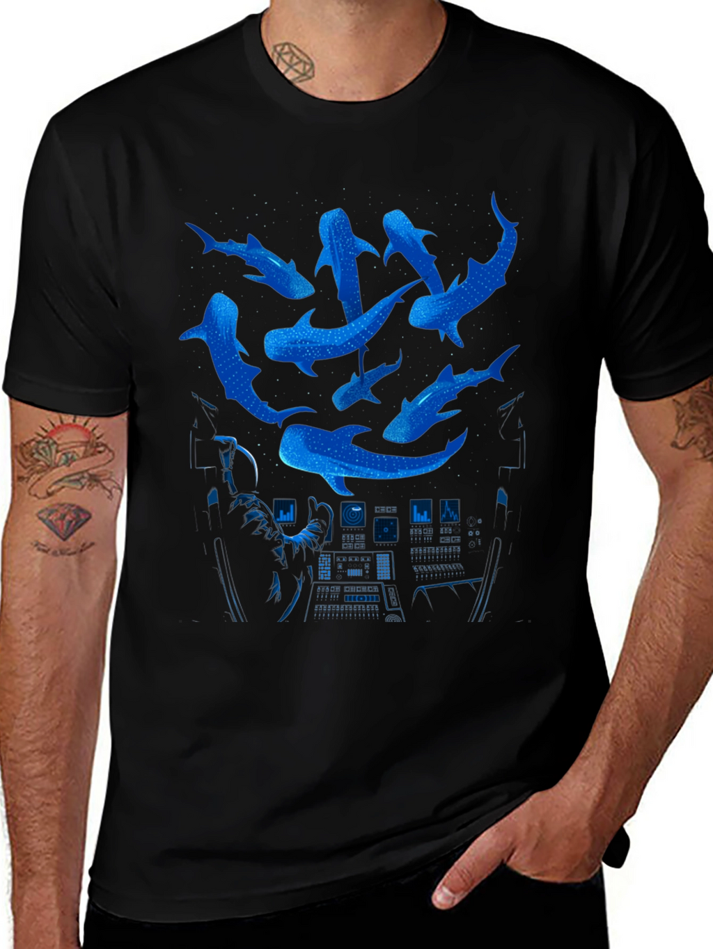 Astronaut Whale Shark T-Shirt - Space Ocean Graphic Tee