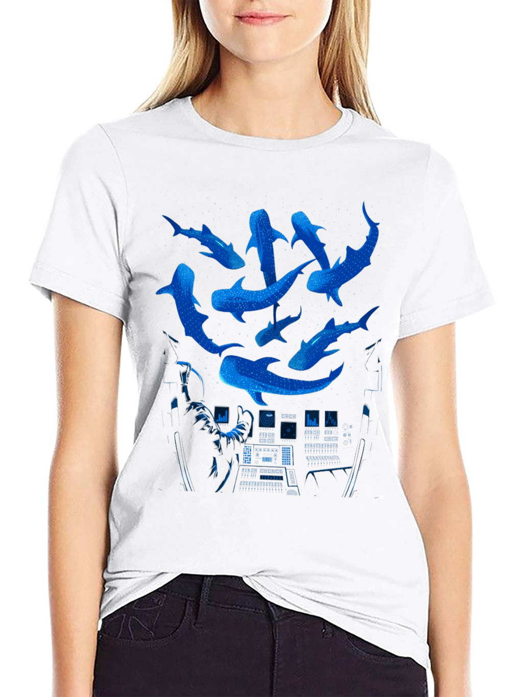 Astronaut Whale Shark T-Shirt - Space Ocean Graphic Tee