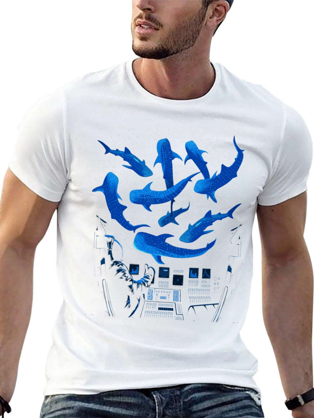 Astronaut Whale Shark T-Shirt - Space Ocean Graphic Tee