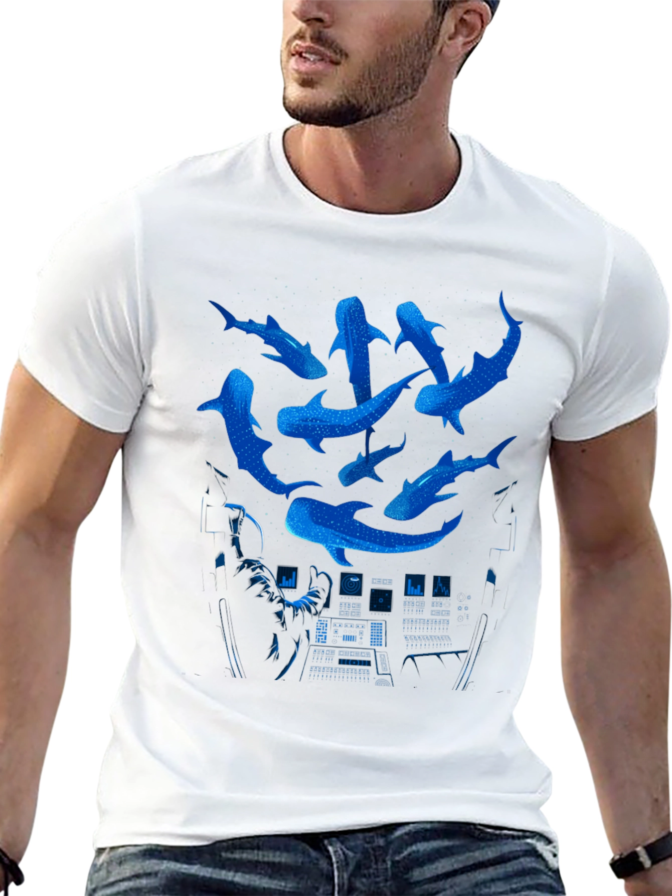 Astronaut Whale Shark T-Shirt - Space Ocean Graphic Tee
