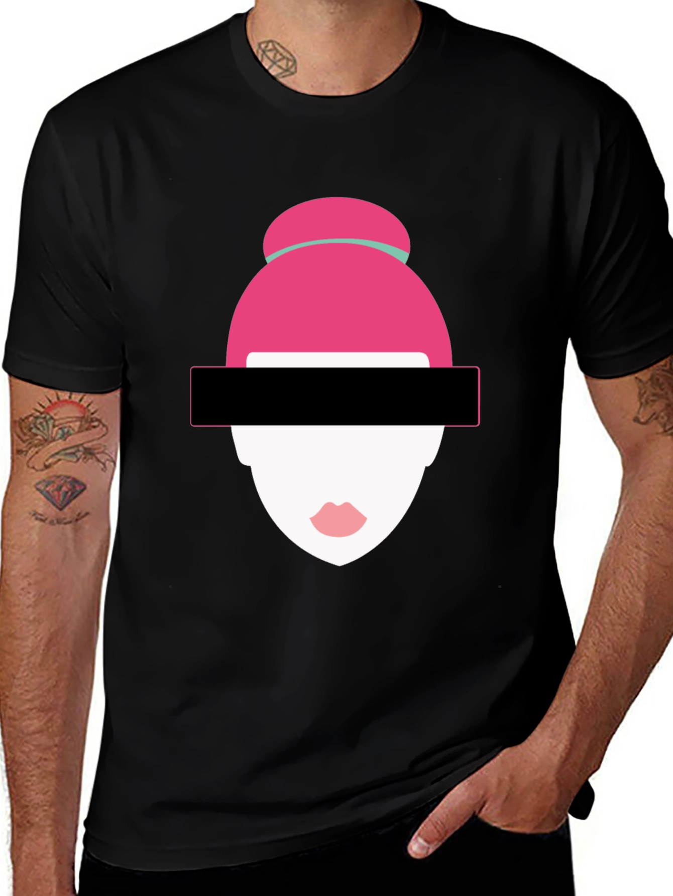 Abstract Woman Graphic Tee - Modern Style Black T-Shirt