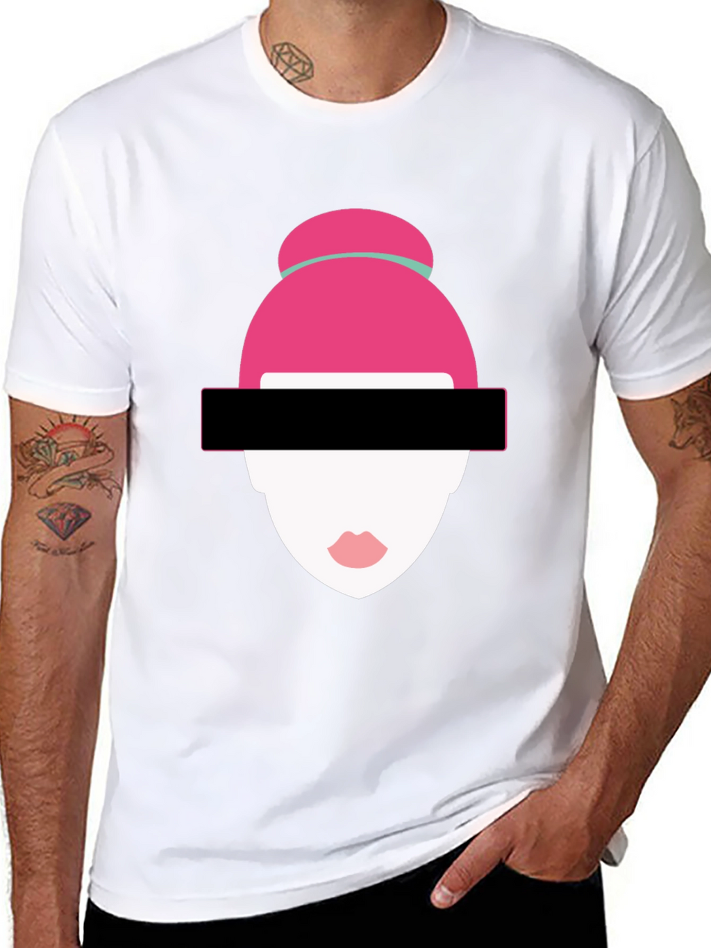 Abstract Woman Graphic Tee - Modern Style Black T-Shirt