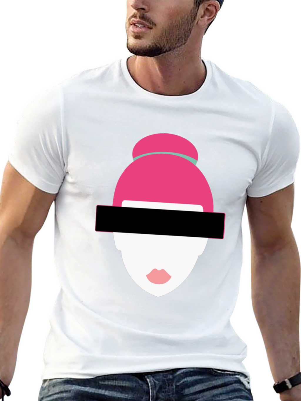 Abstract Woman Graphic Tee - Modern Style Black T-Shirt