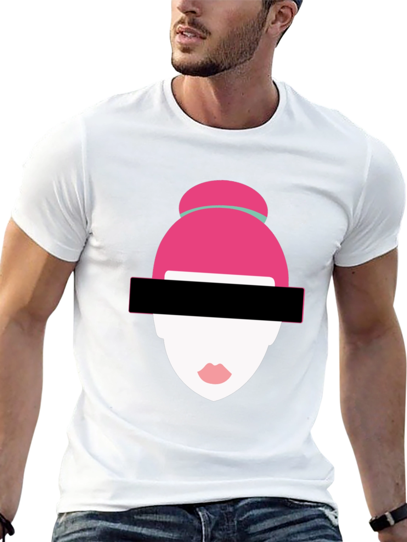 Abstract Woman Graphic Tee - Modern Style Black T-Shirt