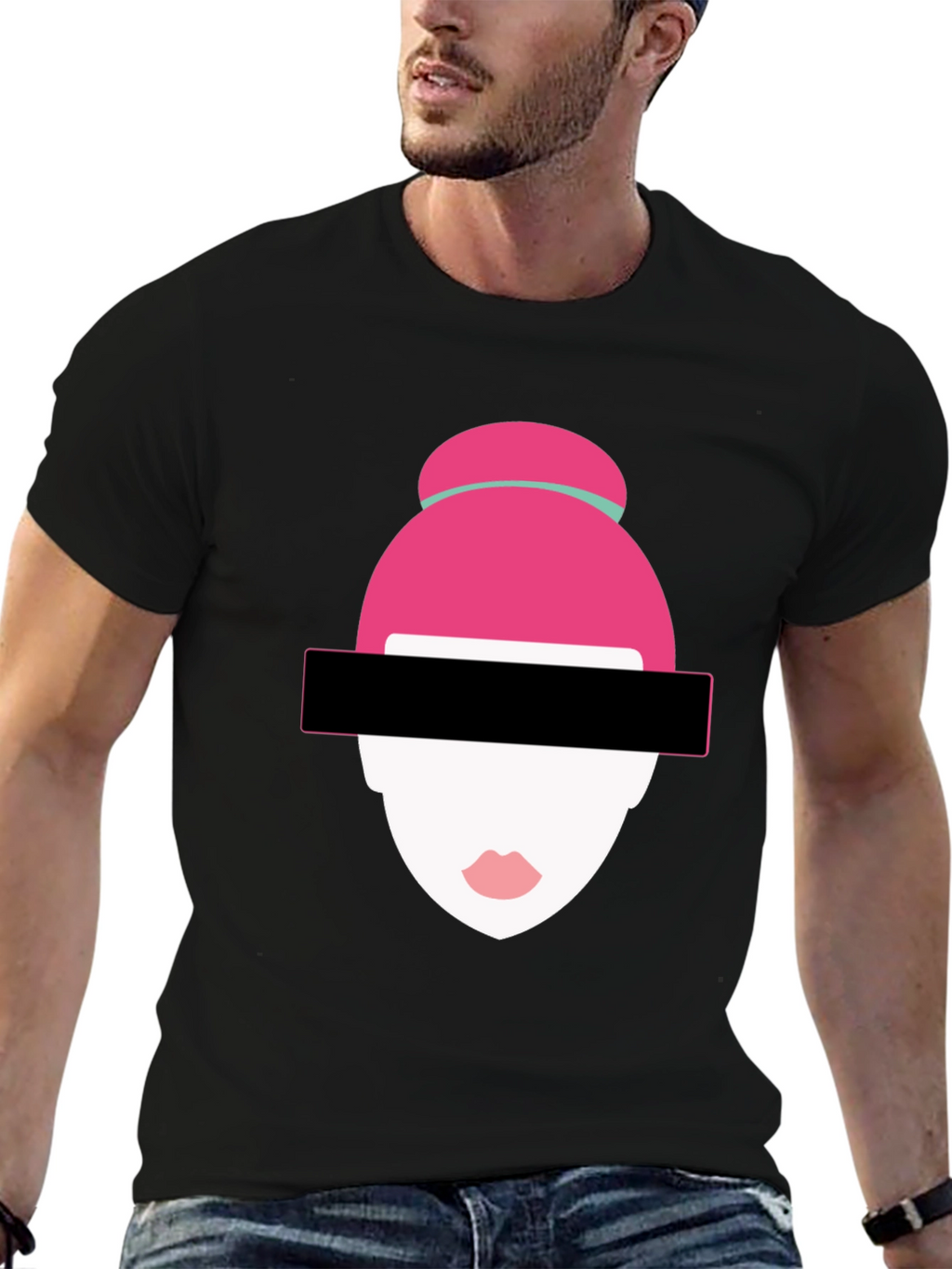 Abstract Woman Graphic Tee - Modern Style Black T-Shirt