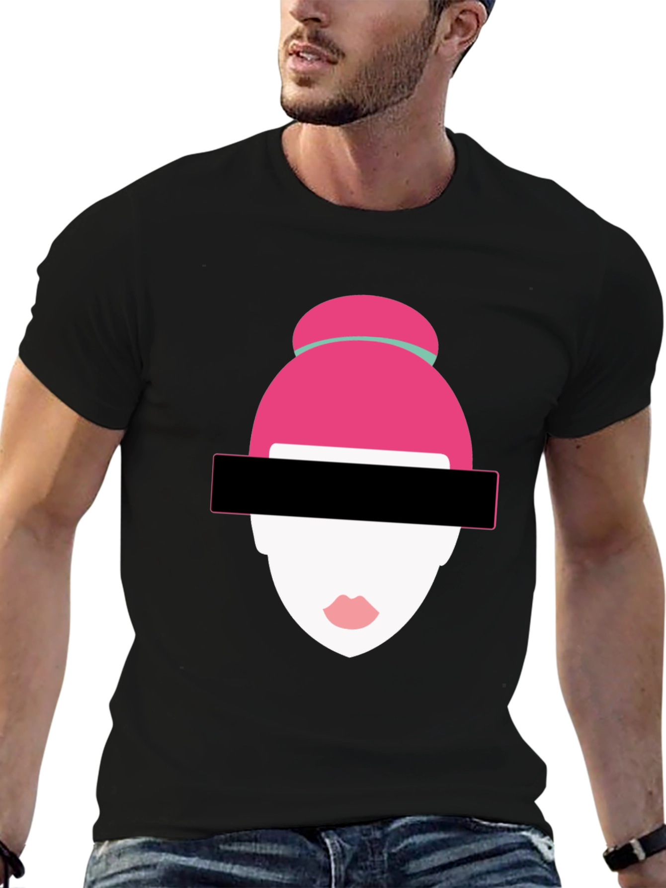 Abstract Woman Graphic Tee - Modern Style Black T-Shirt