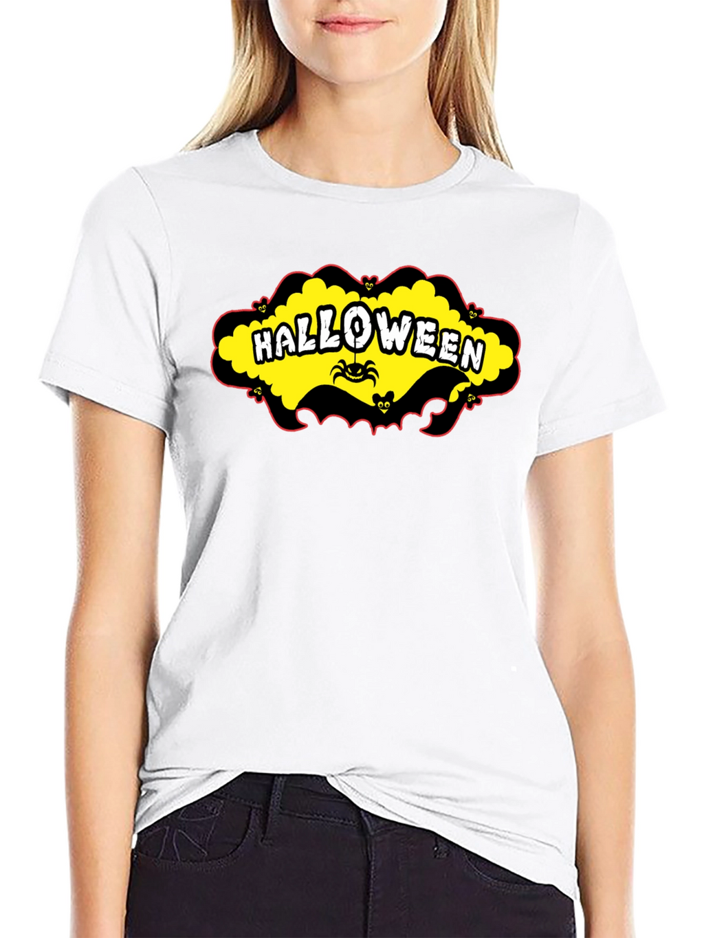 Halloween T-Shirt - Spooky Spider & Bats Design