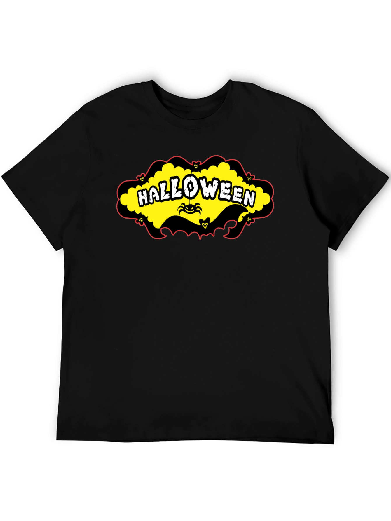 Halloween T-Shirt - Spooky Spider & Bats Design