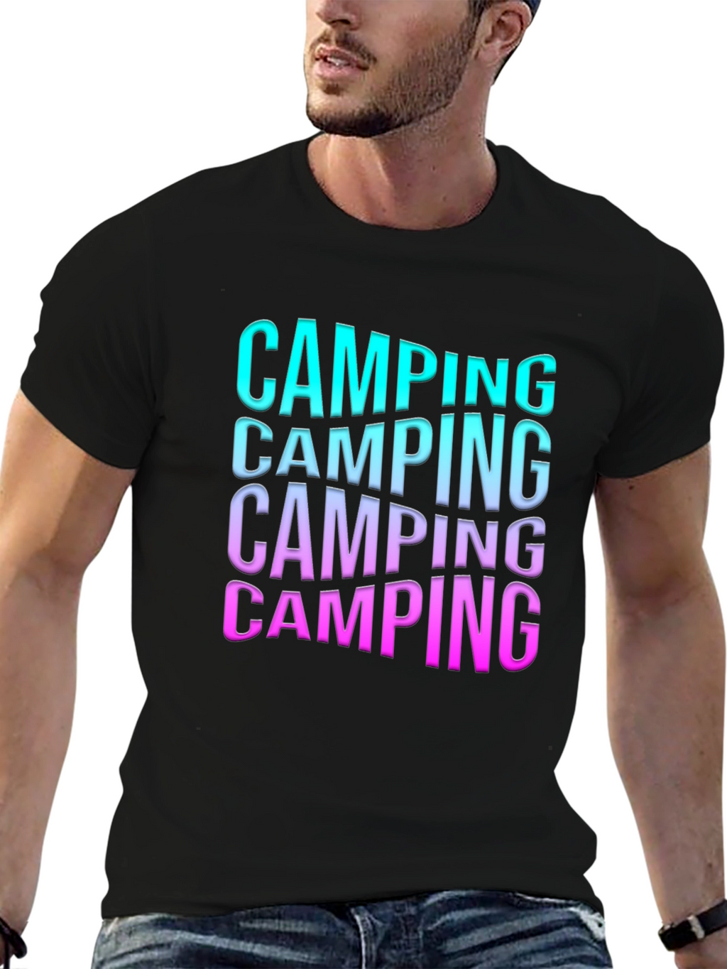 Camping Gradient Text Graphic Tee