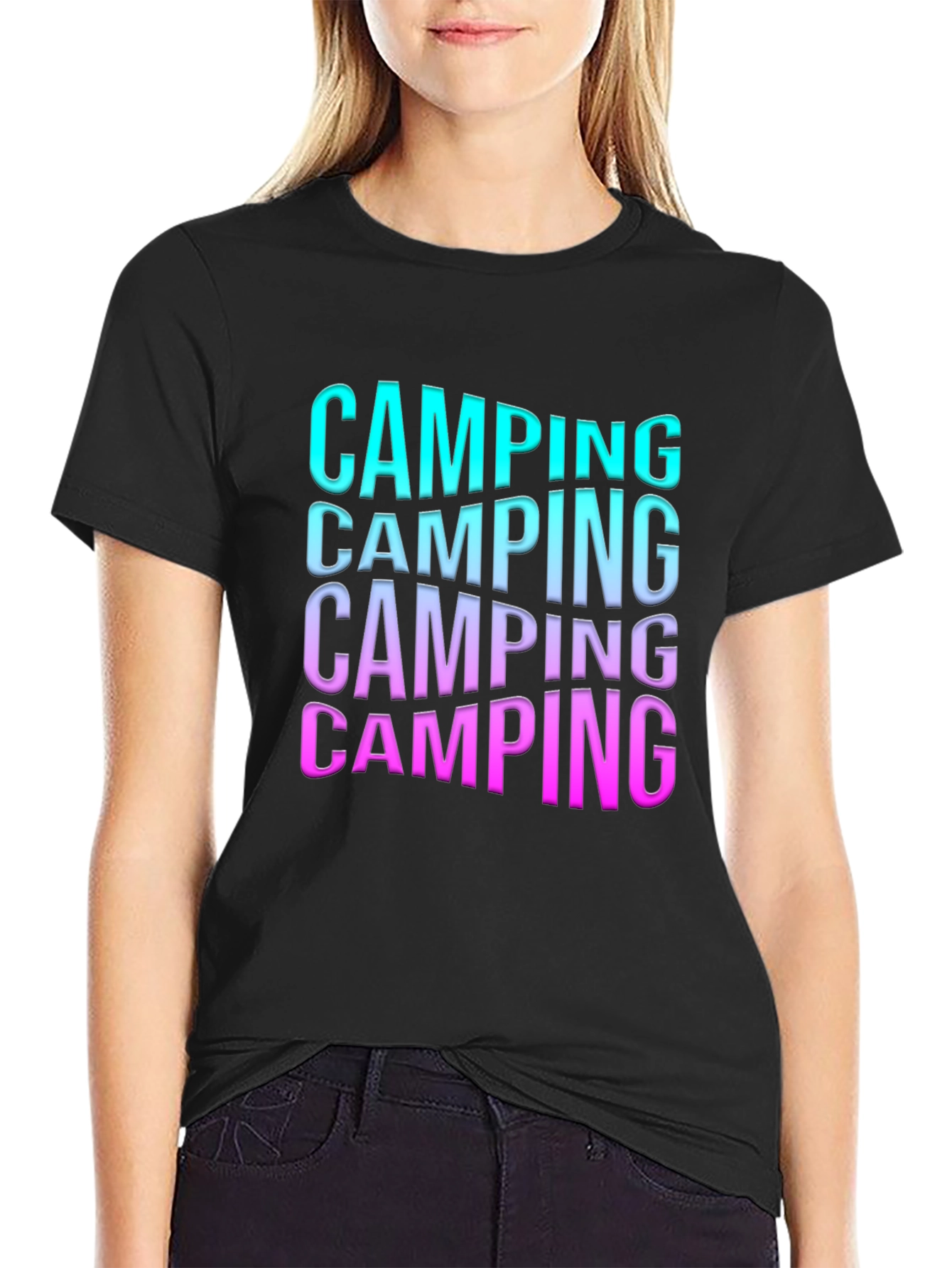 Camping Gradient Text Graphic Tee