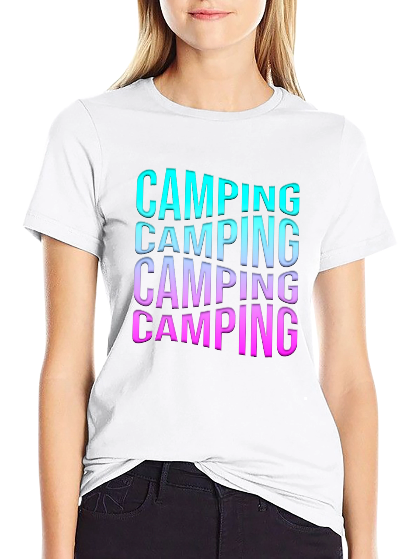 Camping Gradient Text Graphic Tee