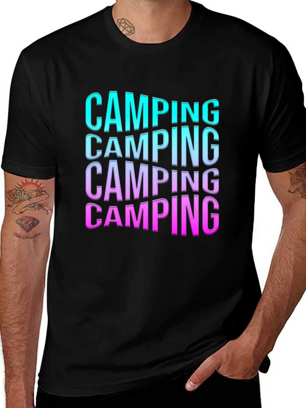 Camping Gradient Text Graphic Tee