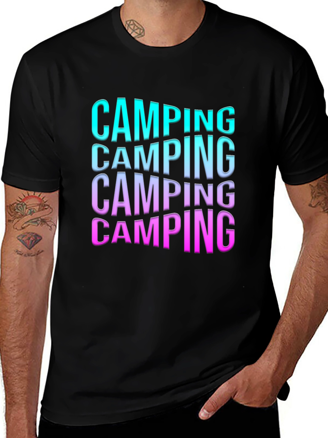 Camping Gradient Text Graphic Tee