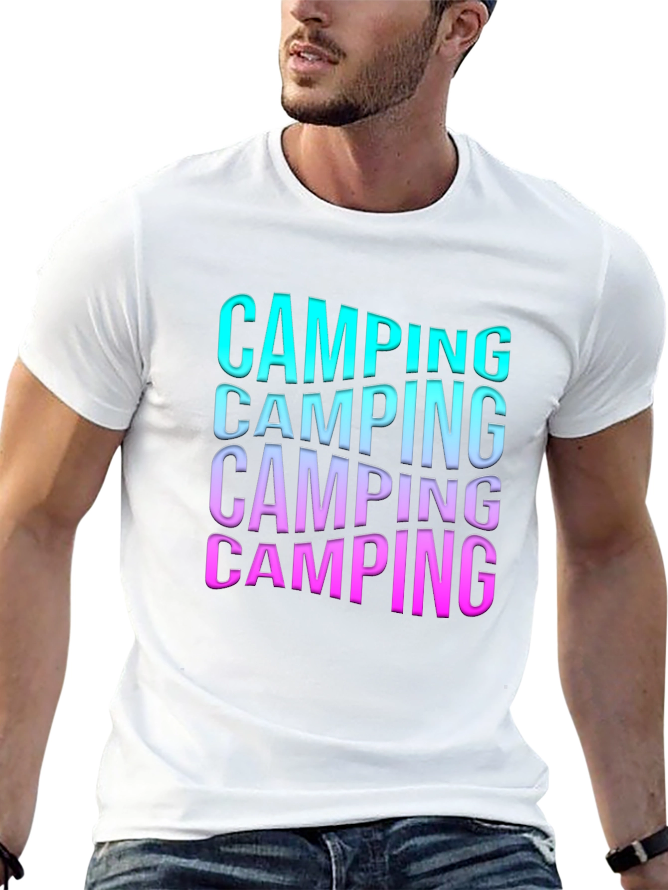 Camping Gradient Text Graphic Tee